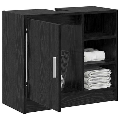 Badezimmerschrank mit Tür Schwarz Eichen-Optik 63 x 29 x 55 cm