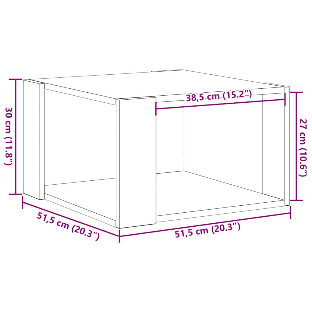 Couchtisch Eiche handwerklich 51.5 x 51.5 x 30 cm Holzwerkstoff