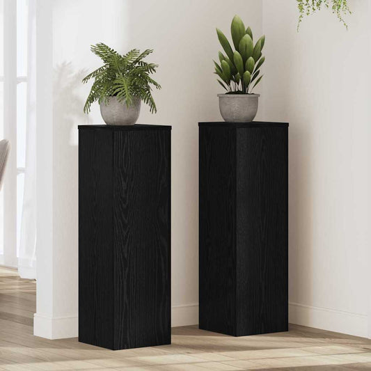Pflanzenständer 2 pcs Schwarze Eiche 25 x 25 x 80 cm