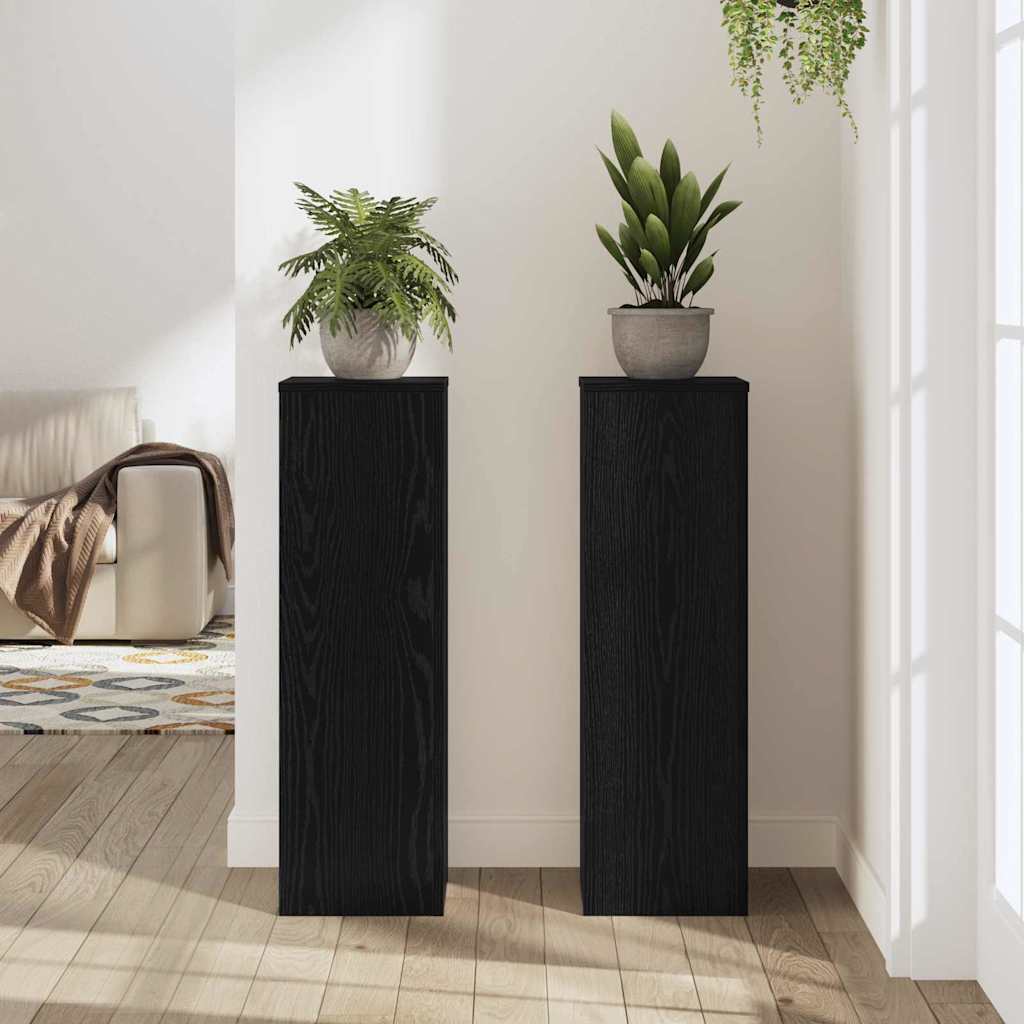 Pflanzenständer 2 pcs Schwarze Eiche 25 x 25 x 80 cm