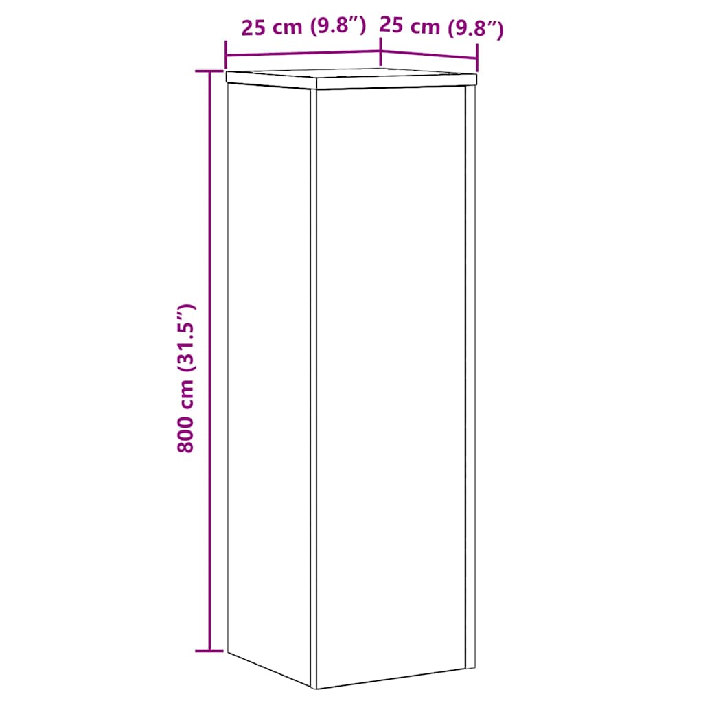 Pflanzenständer 2 pcs Schwarze Eiche 25 x 25 x 80 cm