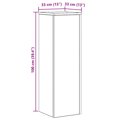 Pflanzenständer Schwarz Eichen-Optik 33 x 33 x 100 cm
