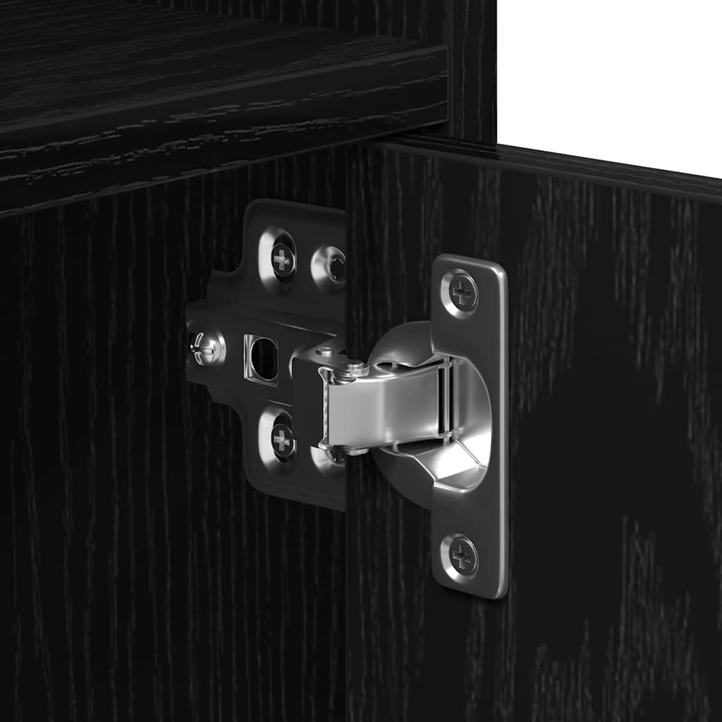 Rollender Schrank Schwarz Eichen-Optik 55 x 40 x 91 cm