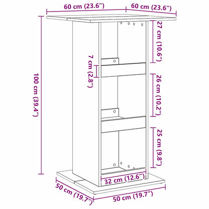 Bartisch Schwarze Eiche 60 x 60 x 100 cm Holzwerkstoff