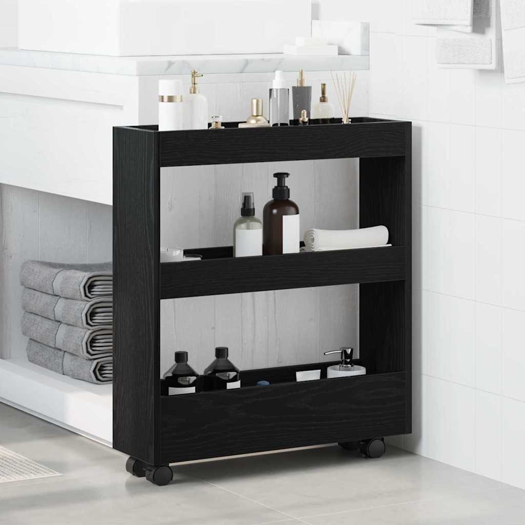 Schmaler Aufbewahrungswagen Schwarze Eiche 60 x 18 x 70 cm