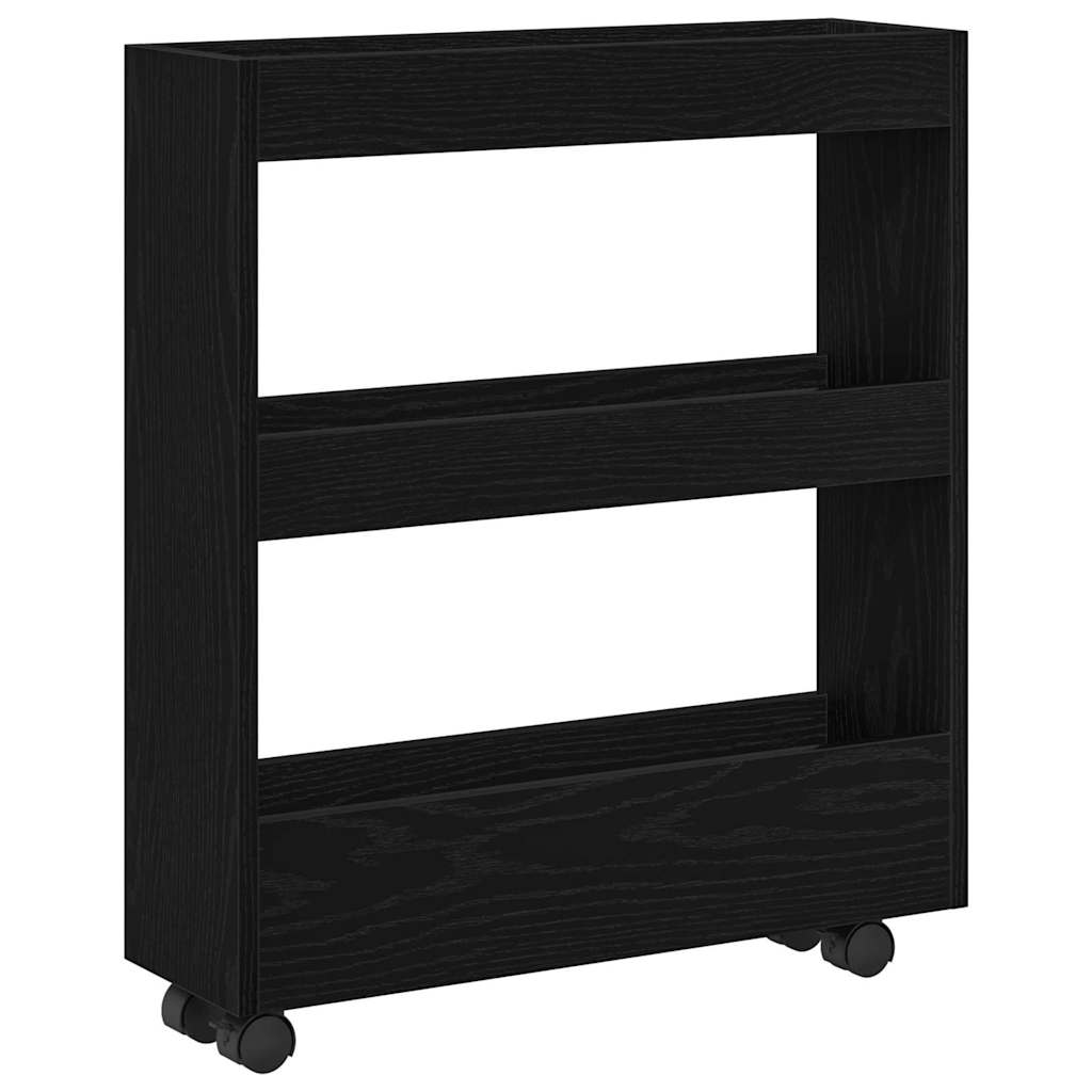 Schmaler Aufbewahrungswagen Schwarze Eiche 60 x 18 x 70 cm