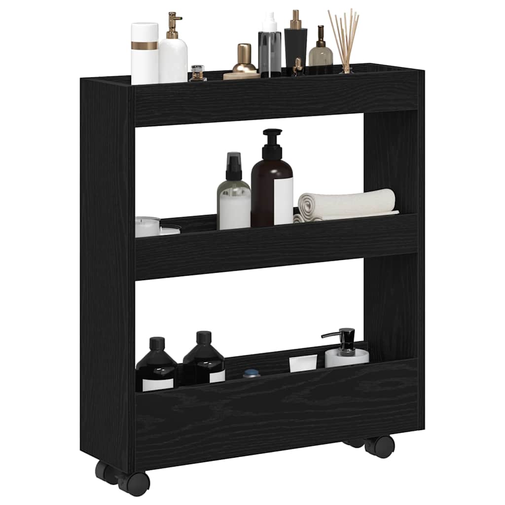 Schmaler Aufbewahrungswagen Schwarze Eiche 60 x 18 x 70 cm