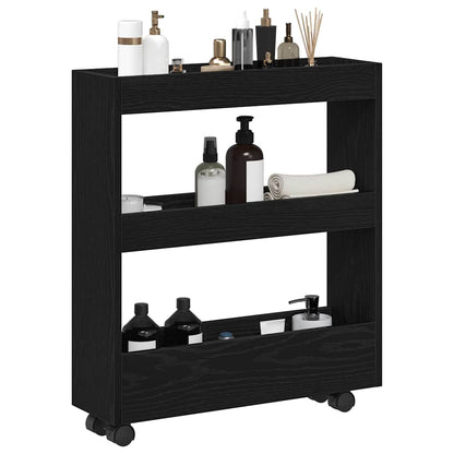 Schmaler Aufbewahrungswagen Schwarze Eiche 60 x 18 x 70 cm