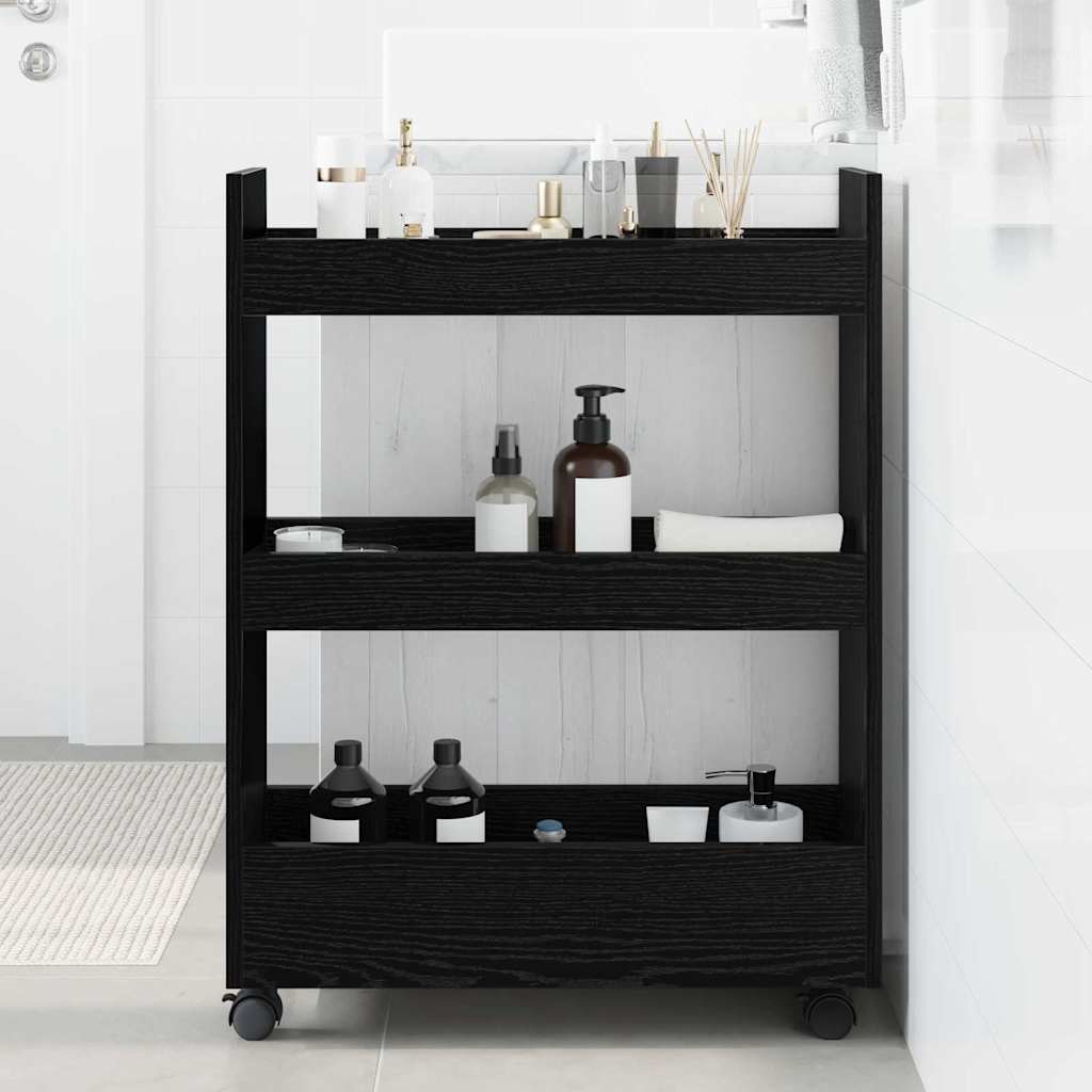 Schmaler Aufbewahrungswagen Schwarze Eiche 60 x 22 x 80 cm