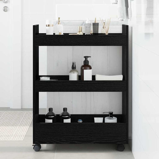 Schmaler Aufbewahrungswagen Schwarze Eiche 60 x 22 x 80 cm
