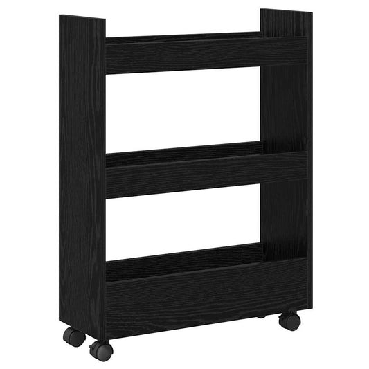 Schmaler Aufbewahrungswagen Schwarze Eiche 60 x 22 x 80 cm