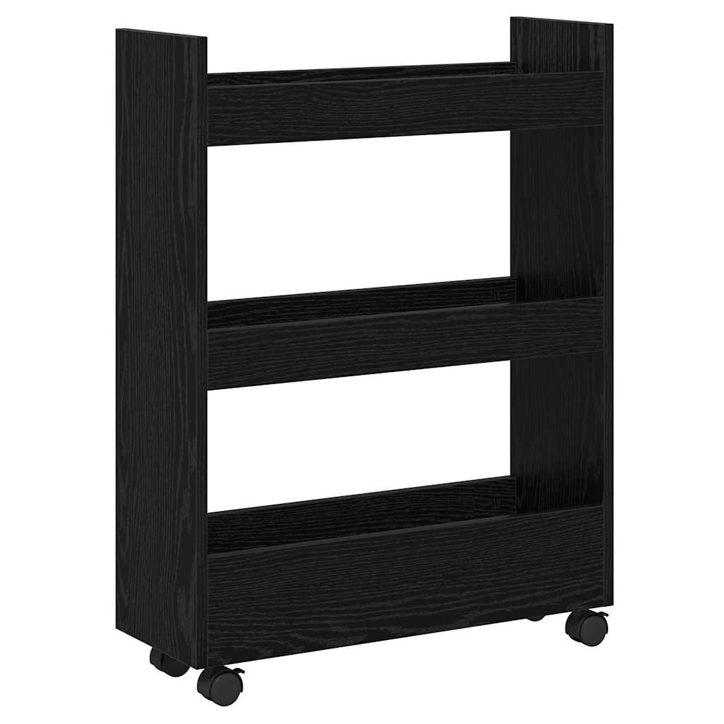 Schmaler Aufbewahrungswagen Schwarze Eiche 60 x 22 x 80 cm