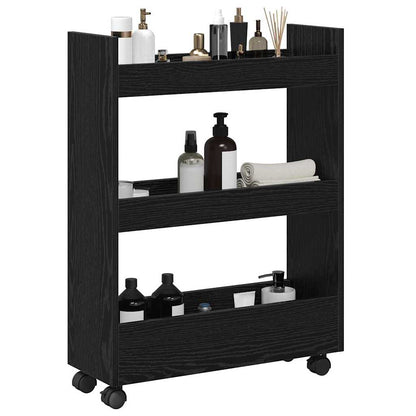 Schmaler Aufbewahrungswagen Schwarze Eiche 60 x 22 x 80 cm