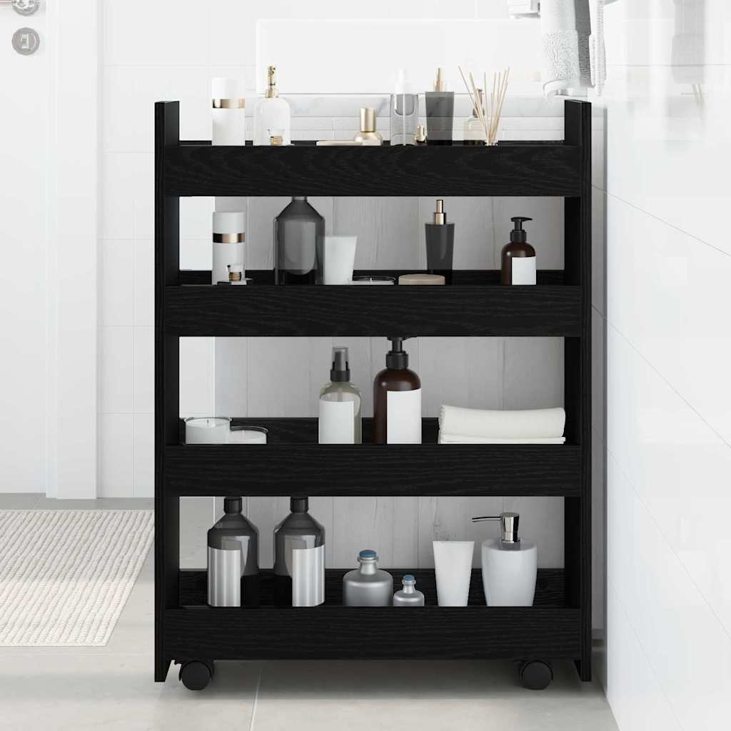 Schmaler Aufbewahrungswagen Schwarze Eiche 60 x 20 x 82 cm