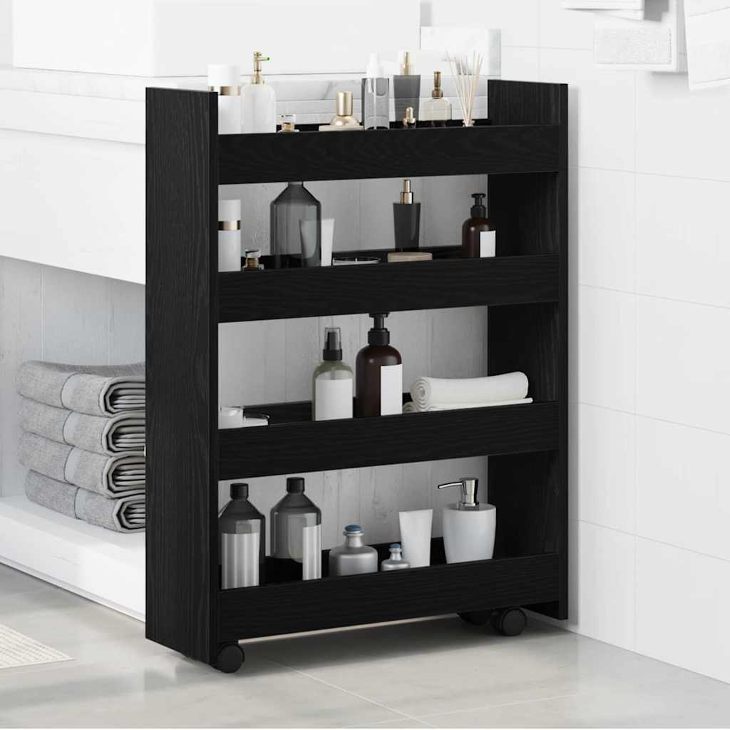 Schmaler Aufbewahrungswagen Schwarze Eiche 60 x 20 x 82 cm