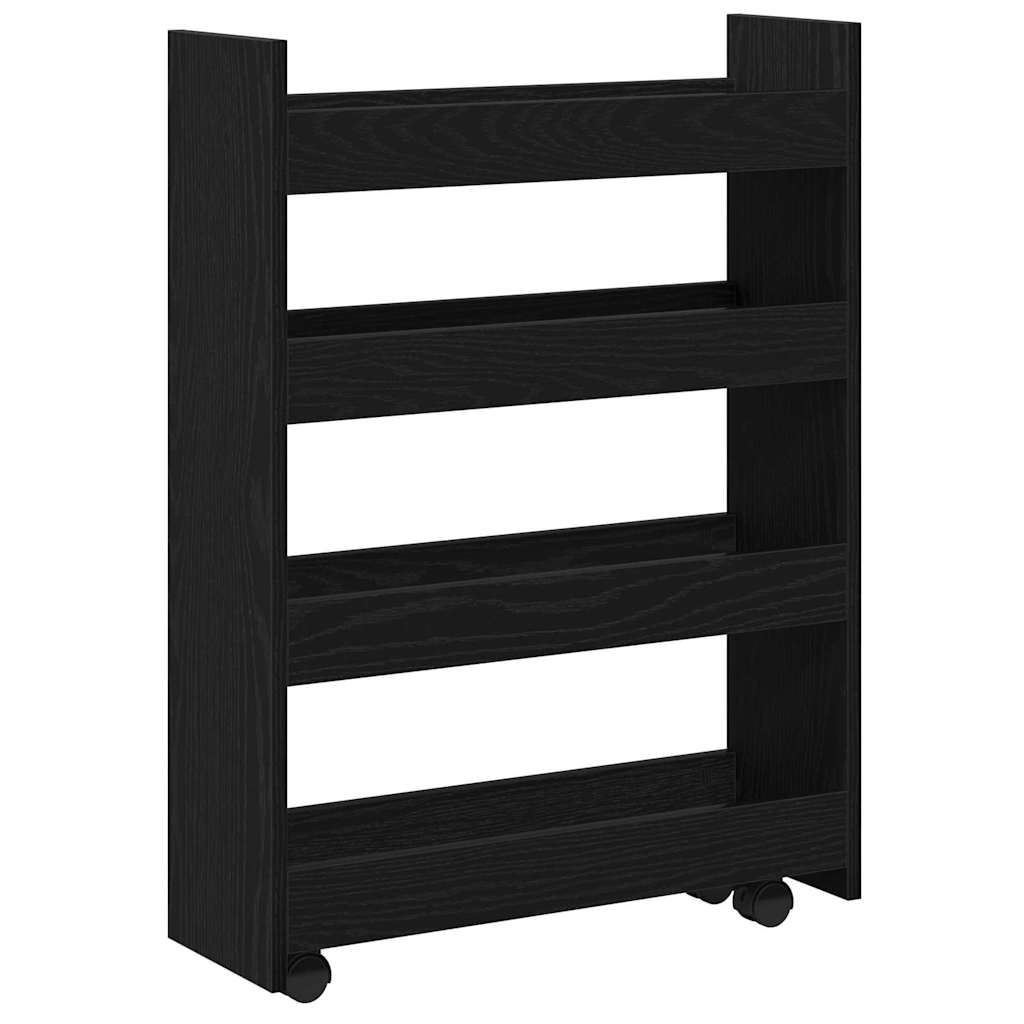 Schmaler Aufbewahrungswagen Schwarze Eiche 60 x 20 x 82 cm