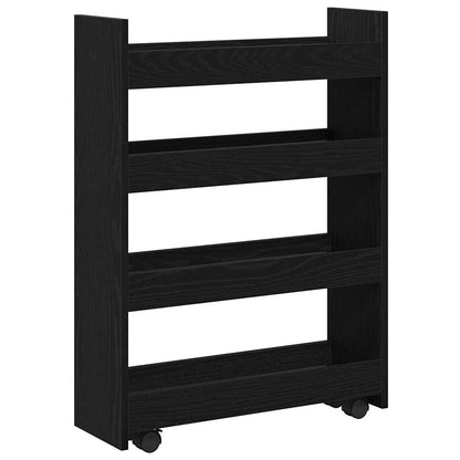 Schmaler Aufbewahrungswagen Schwarze Eiche 60 x 20 x 82 cm