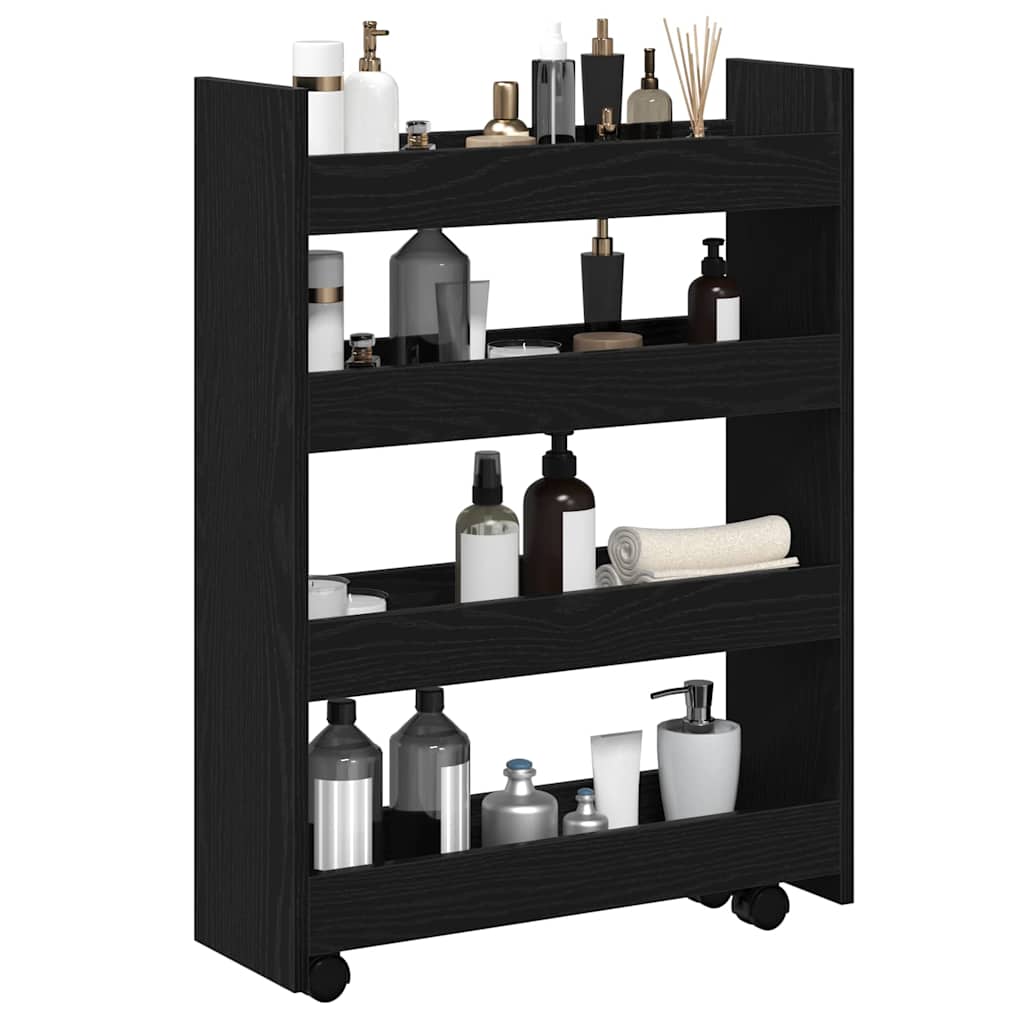 Schmaler Aufbewahrungswagen Schwarze Eiche 60 x 20 x 82 cm