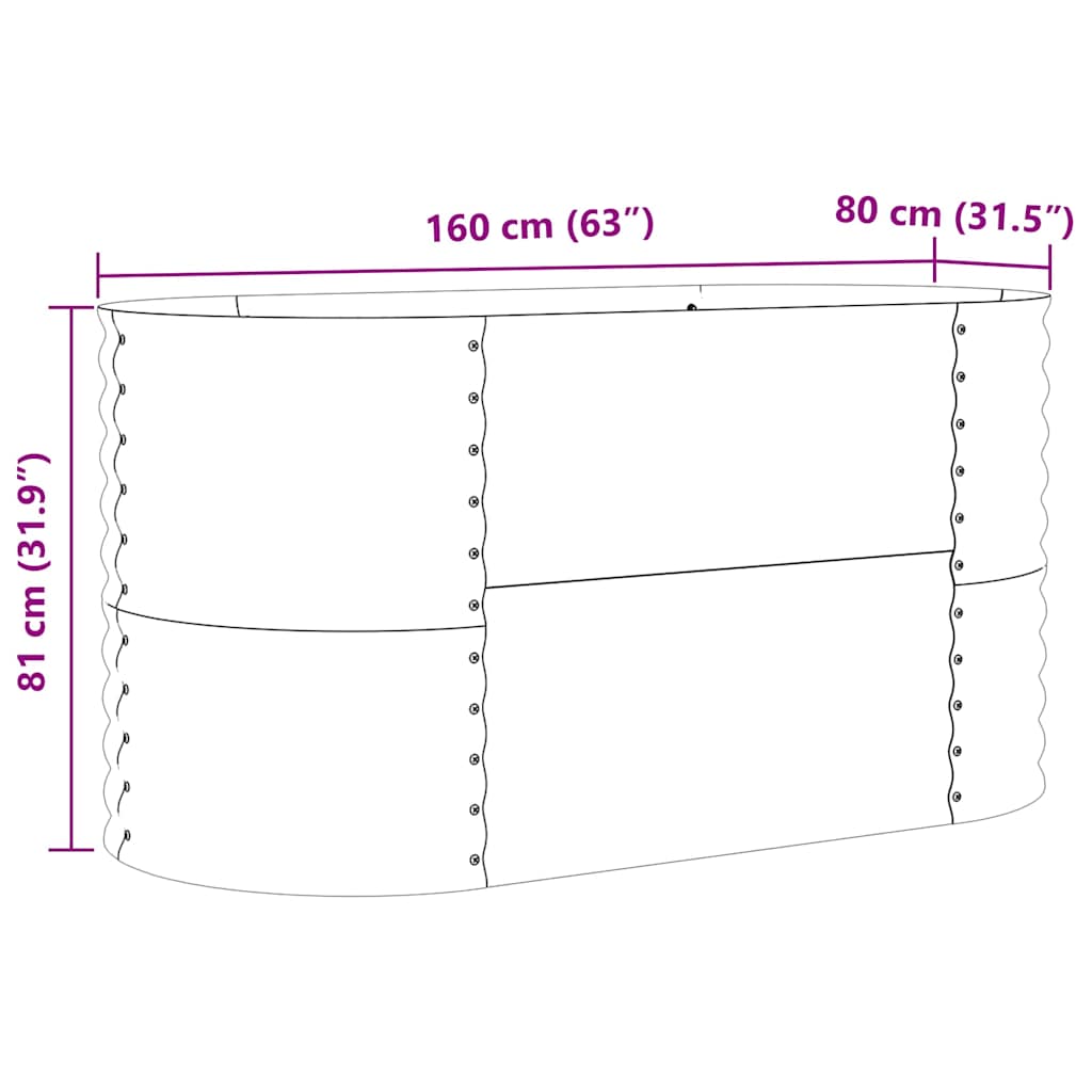 Garten-Hochbeet Grün 160 x 80 x 81 cm Stahl