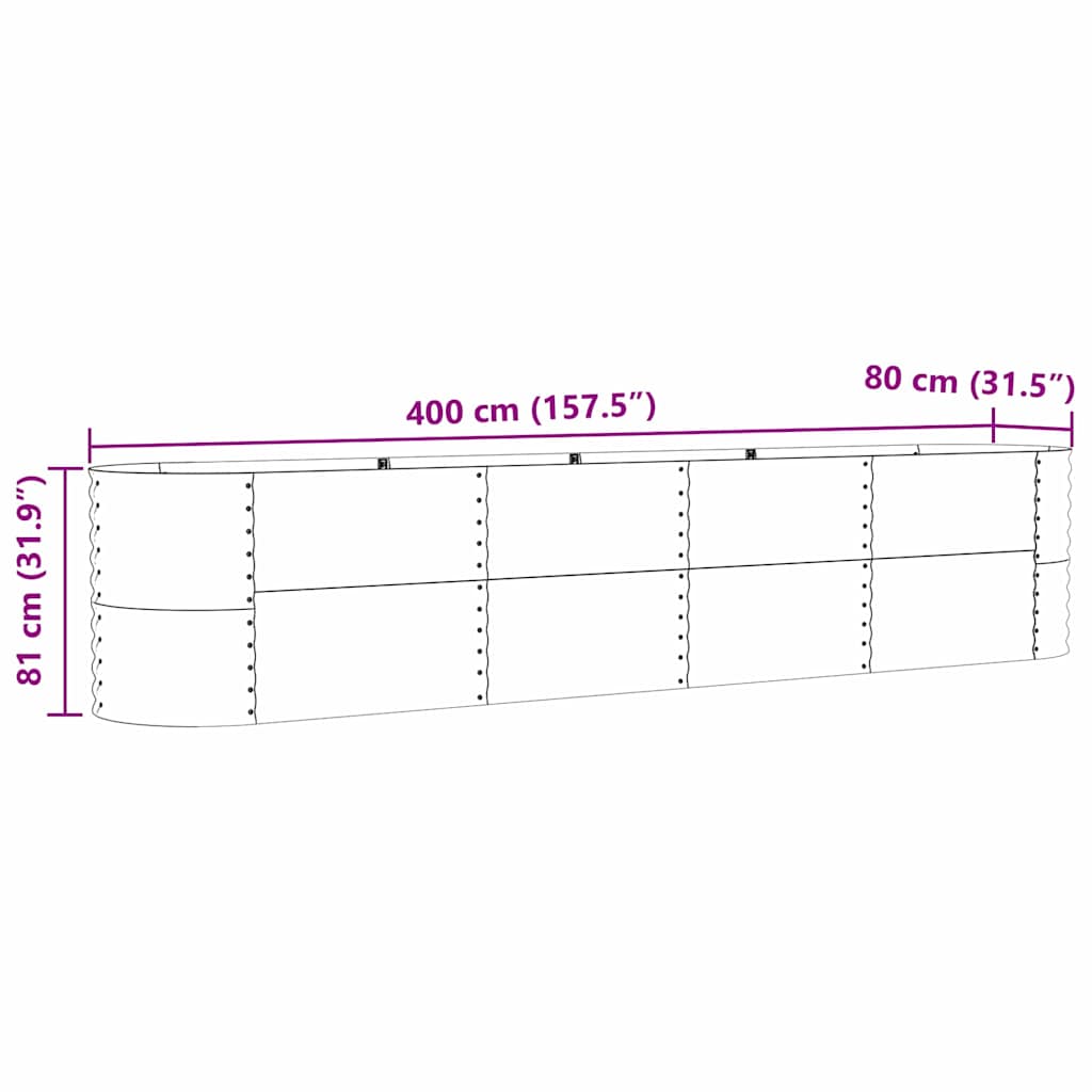 Garten-Hochbeet Braun 400 x 80 x 81 cm Stahl
