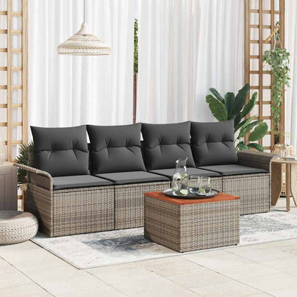 Garten-Sofa-Set 5 pcs Grau Poly Rattan