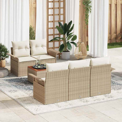 Garten-Sofa-Set 6 pcs Beige Poly Rattan