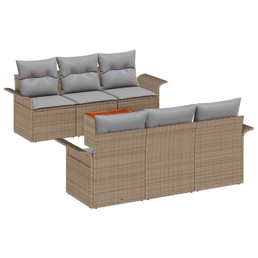 Garten-Sofa-Set 7 pcs Beige Poly Rattan