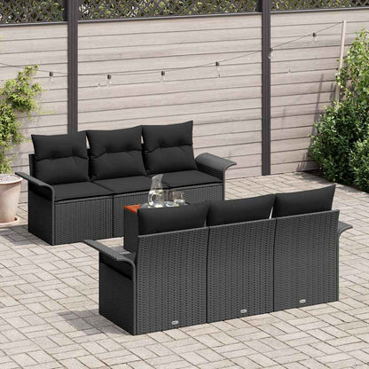 Garten-Sofa-Set 7 pcs Schwarz Poly Rattan