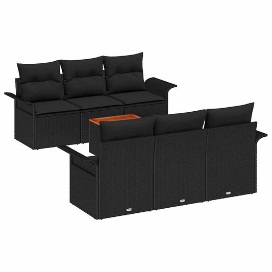 Garten-Sofa-Set 7 pcs Schwarz Poly Rattan