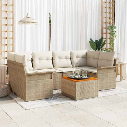 Garten-Sofa-Set 7 pcs Beige Poly Rattan