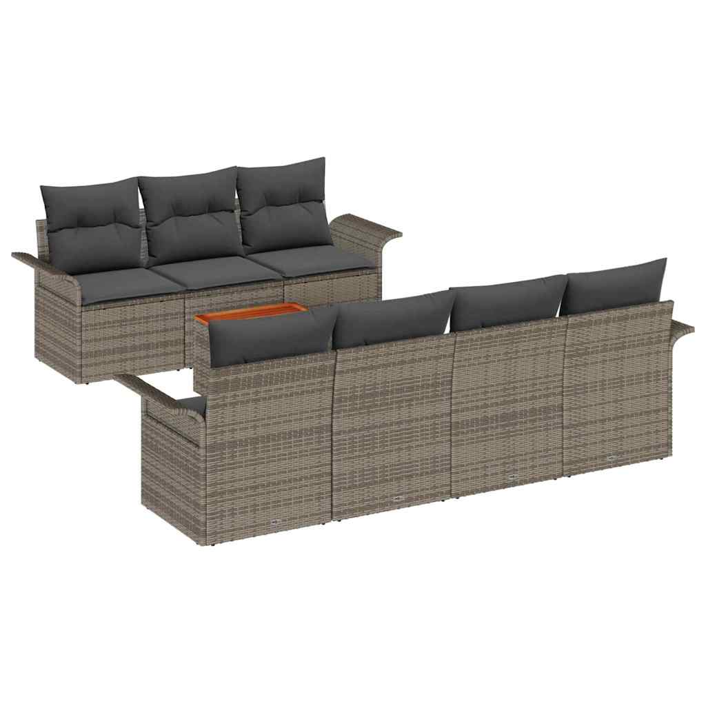 Garten-Sofa-Set 8 pcs Grau Poly Rattan