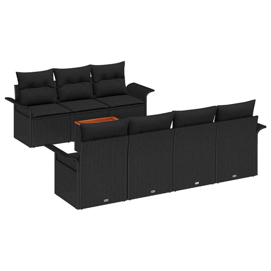 Garten-Sofa-Set 8 pcs Schwarz Poly Rattan