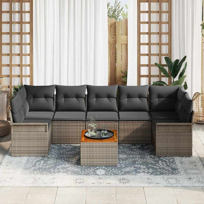 Garten-Sofa-Set 8 pcs Grau Poly Rattan