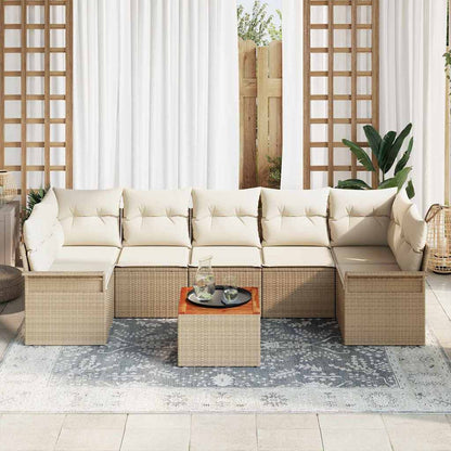 Garten-Sofa-Set 8 pcs Beige Poly Rattan