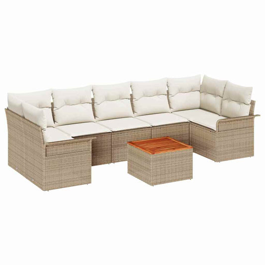 Garten-Sofa-Set 8 pcs Beige Poly Rattan