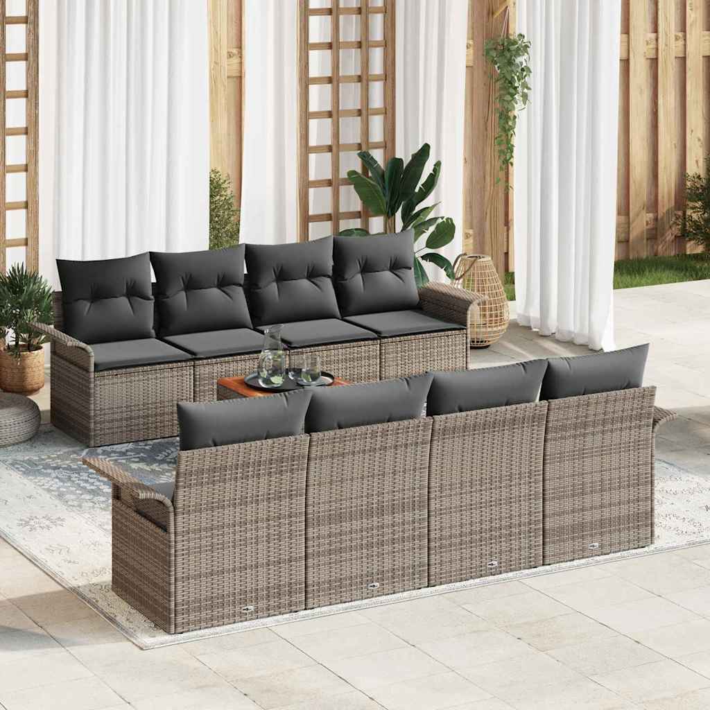 Garten-Sofa-Set 9 pcs Grau Poly Rattan