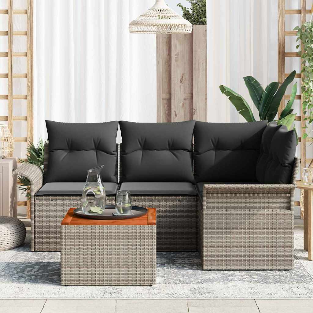 Garten-Sofa-Set 5 pcs Grau Poly Rattan