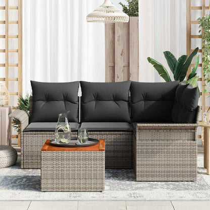 Garten-Sofa-Set 5 pcs Grau Poly Rattan