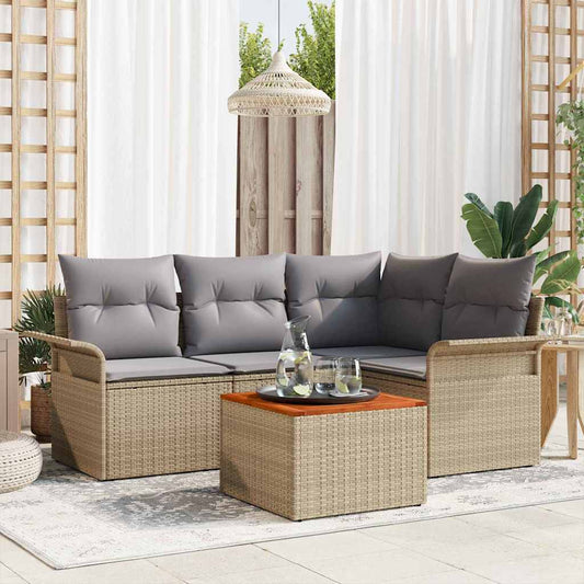 Garten-Sofa-Set 5 pcs Beige Poly Rattan