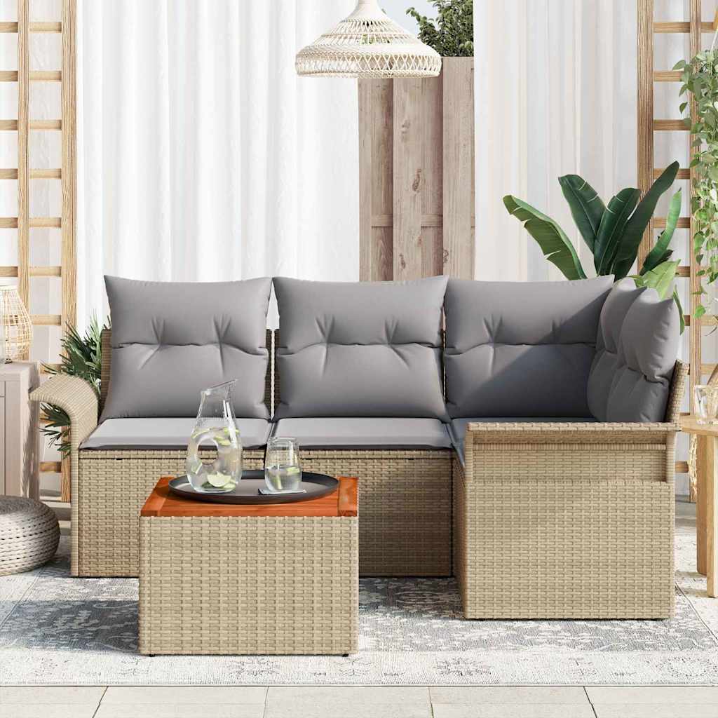 Garten-Sofa-Set 5 pcs Beige Poly Rattan