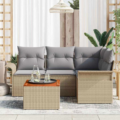 Garten-Sofa-Set 5 pcs Beige Poly Rattan