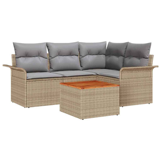 Garten-Sofa-Set 5 pcs Beige Poly Rattan