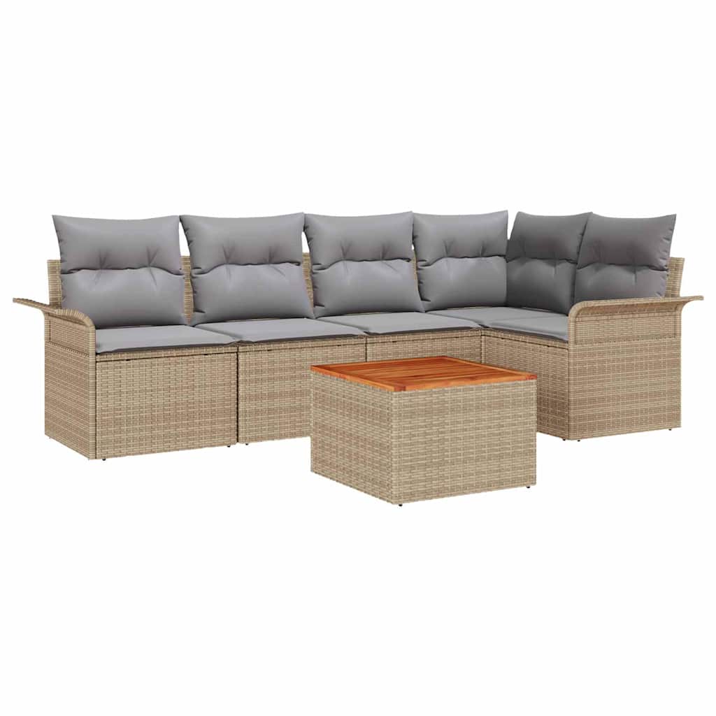 Garten-Sofa-Set 6 pcs Beige Poly Rattan