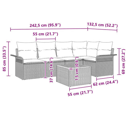 Garten-Sofa-Set 6 pcs Beige Poly Rattan