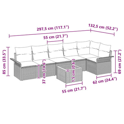 Garten-Sofa-Set 7 pcs Beige Poly Rattan