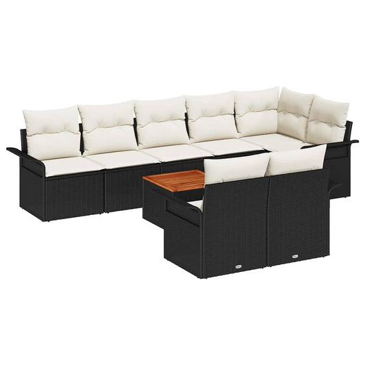 Garten-Sofa-Set 9 pcs Schwarz Poly Rattan