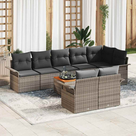 Garten-Sofa-Set 9 pcs Grau Poly Rattan