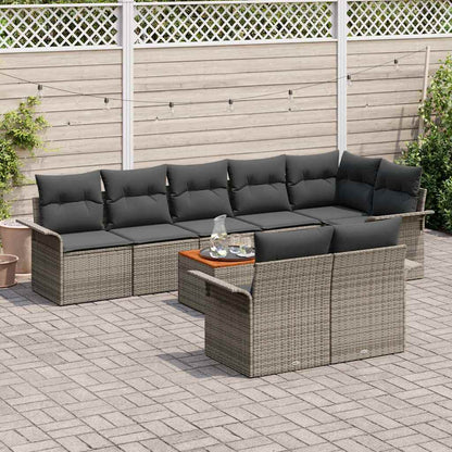 Garten-Sofa-Set 9 pcs Grau Poly Rattan