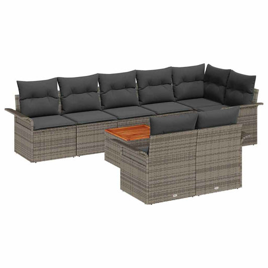 Garten-Sofa-Set 9 pcs Grau Poly Rattan