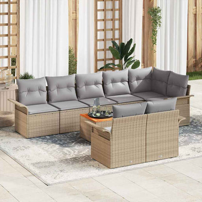 Garten-Sofa-Set 9 pcs Beige Poly Rattan